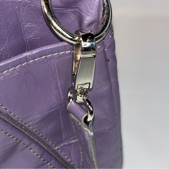 Nine West Purple Faux Leather Reptile Convertible Hobo Fold-over Handbag - Picture 5 of 10